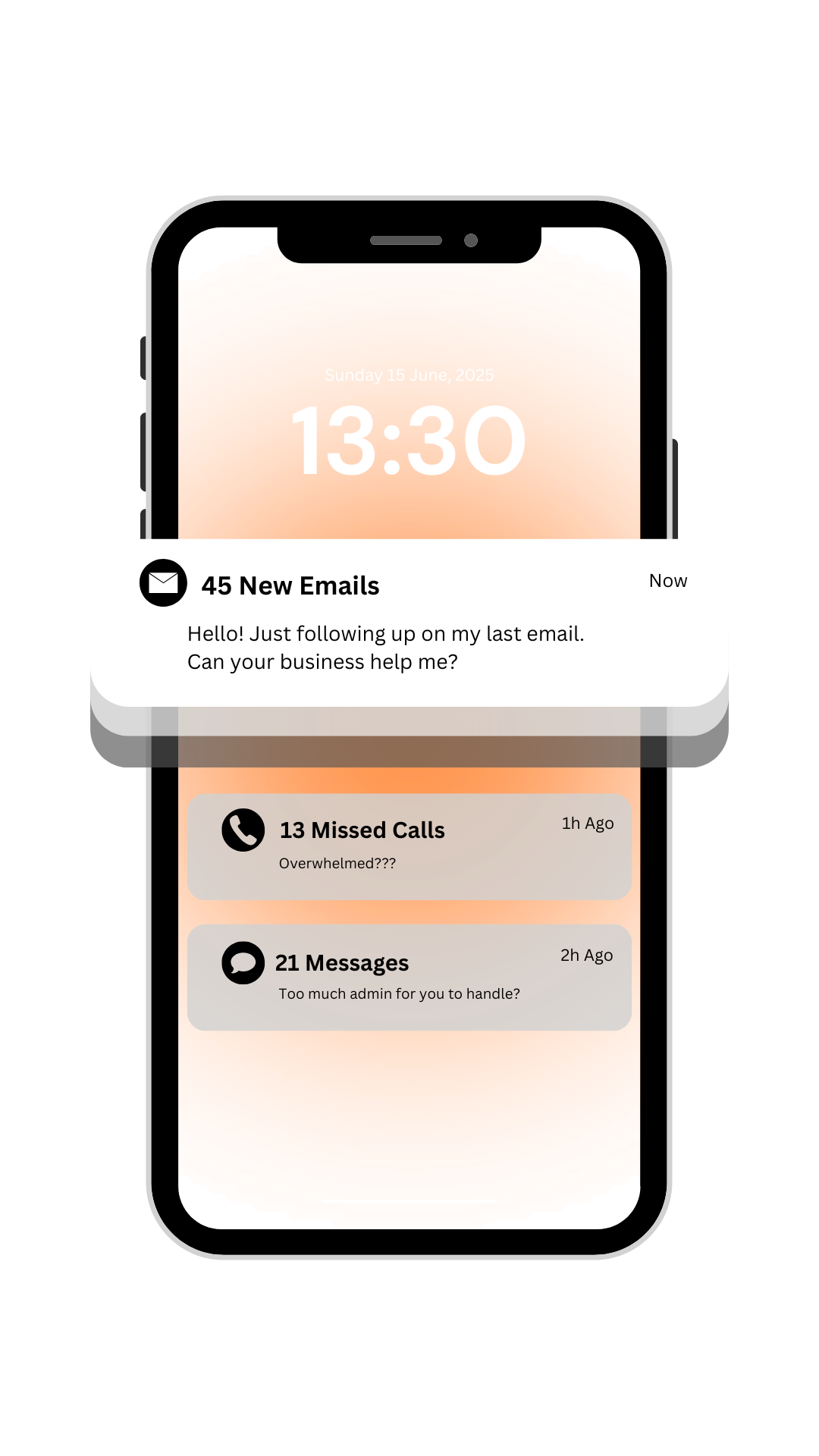 Overwhelmed business owner with notifications